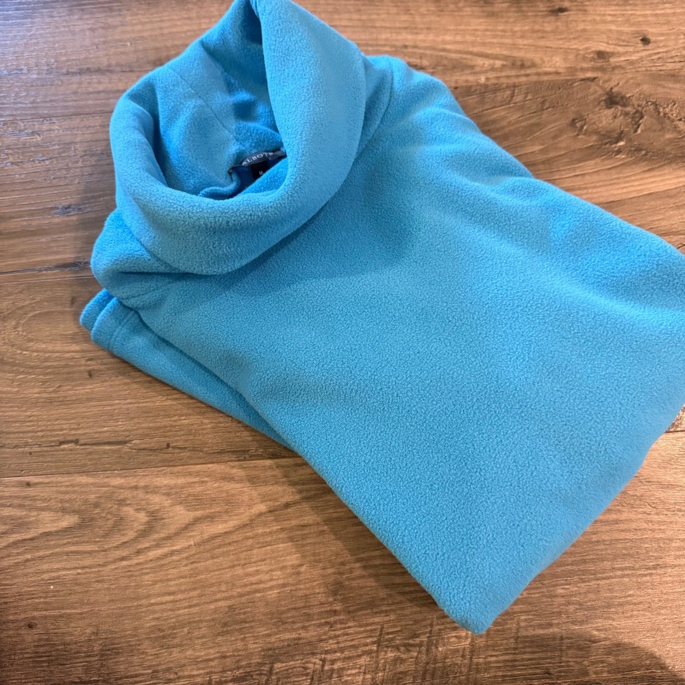 Talbots Womens‎ Blue Fleece Cowl Neck Pullover Top Size Medium